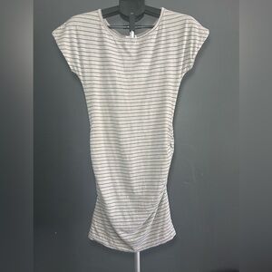 Sundry Light Gray Striped Midi Dress